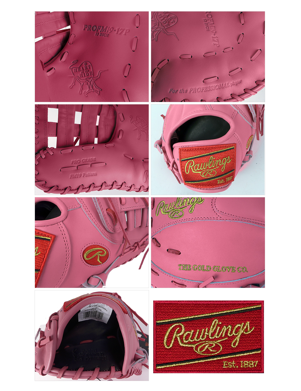 Rawlings Heart of the Hide 13" SMU Pink First Base Mitt PROFM19-17P