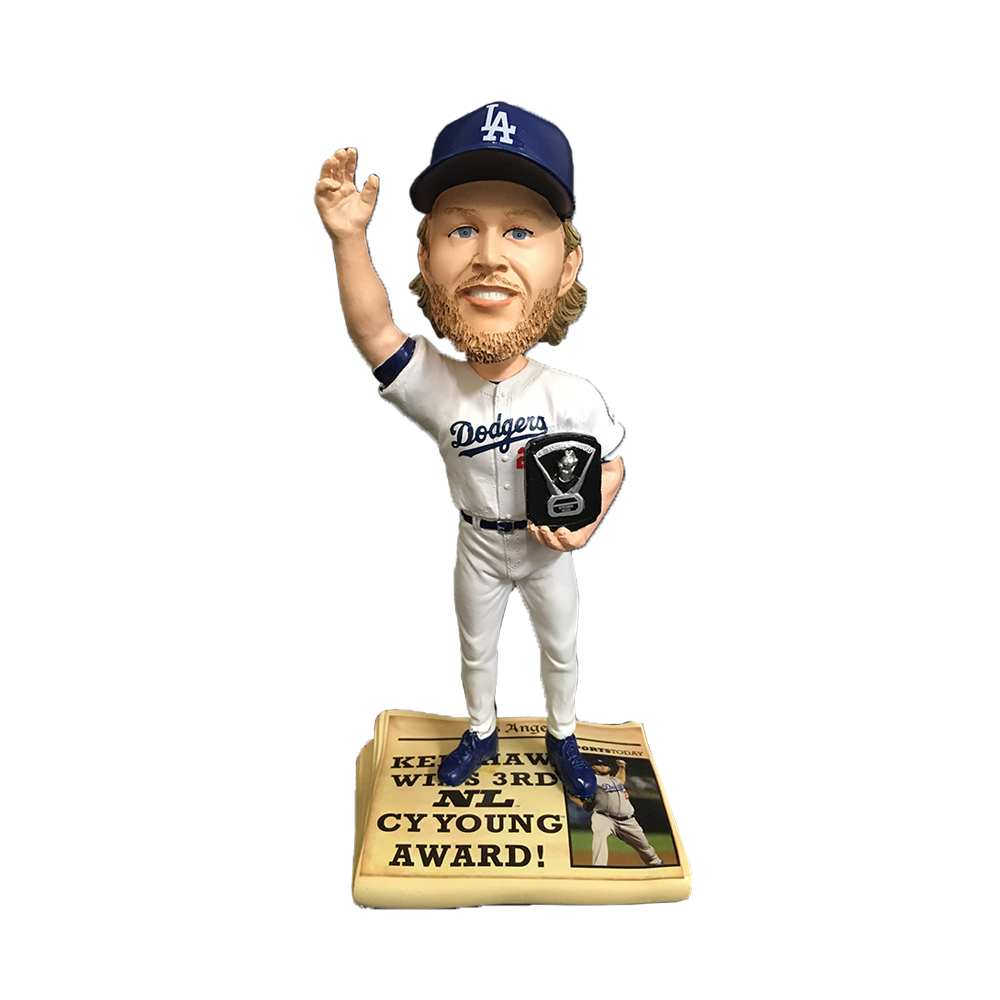 FOCO Clayton Kershaw Dodgers Newspaper Bobblehead HEH0215