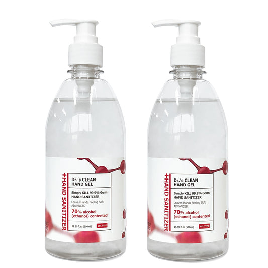 DR.'S CLEAN Unscented Gel Hand Sanitizer 70% Alcohol - 16.9 Fluid Ounce (Pack of 2)